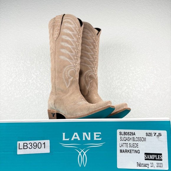 Lane SQUASH BLOSSUM Brown Cowgirl Boots 7.5 Suede Cowboy Snip Toe Western Wear - Picture 10 of 10
